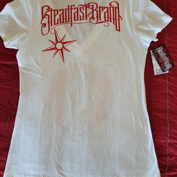 Steadfast brand Black Widow maker Skull Tattoo art punk goth shirt. Sz XL - Picture 6 of 6